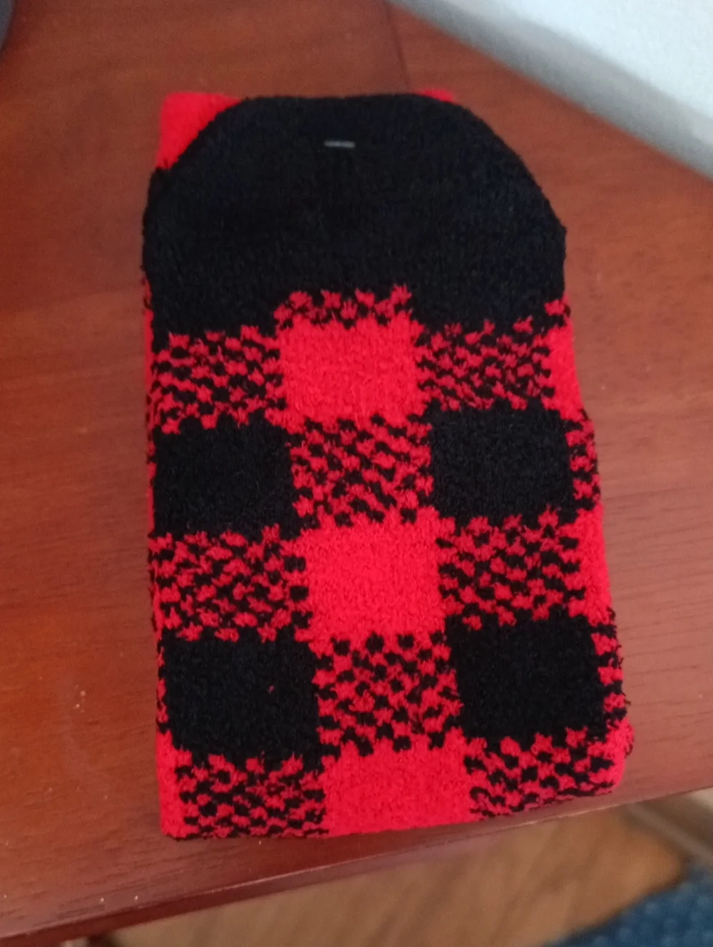 Mixit Red and Black Plaid Cozy Socks